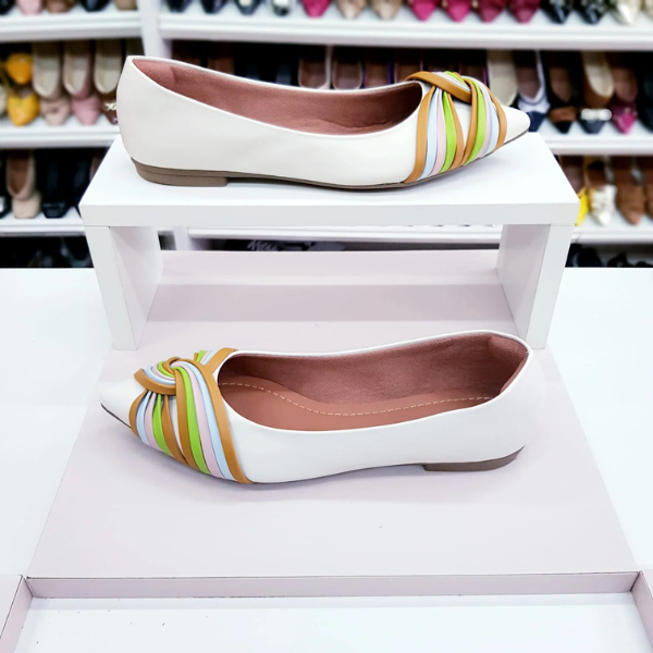 Sapatilha Luxo cruzada off white Colorida