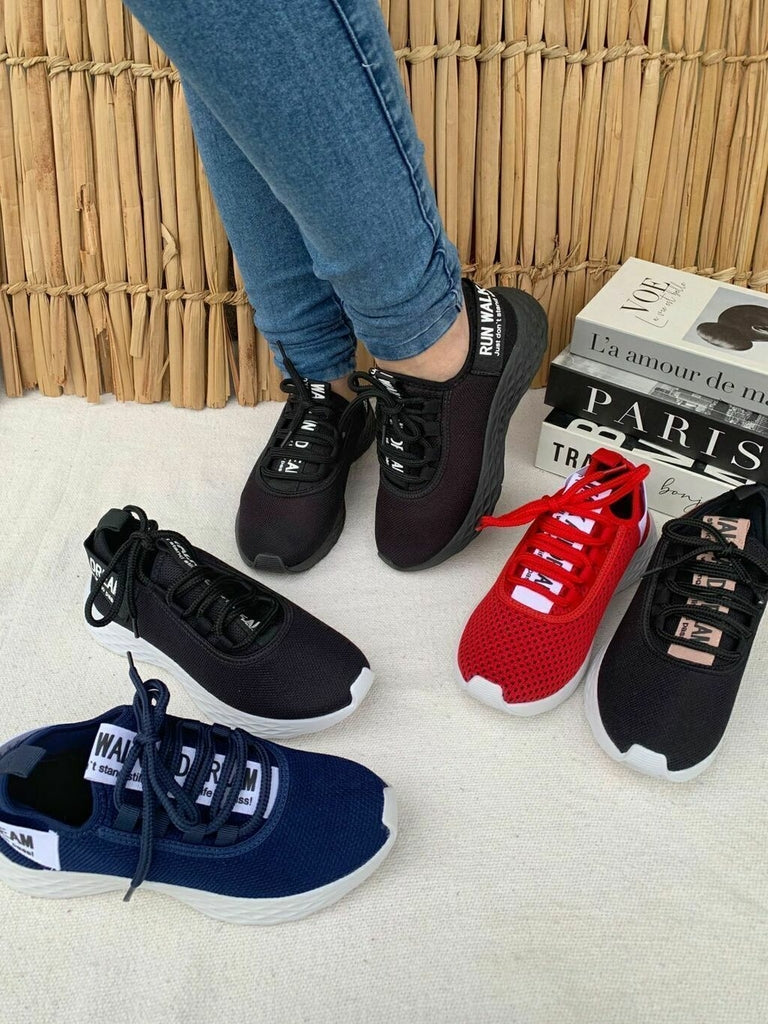 Tênis Feminino Com Cadarço Meia Vermelho/Branco