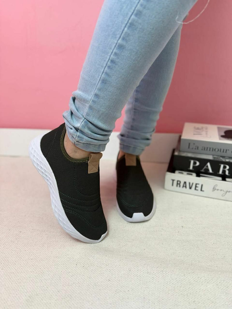 Tênis Feminino Calça Fácil Meia Verde