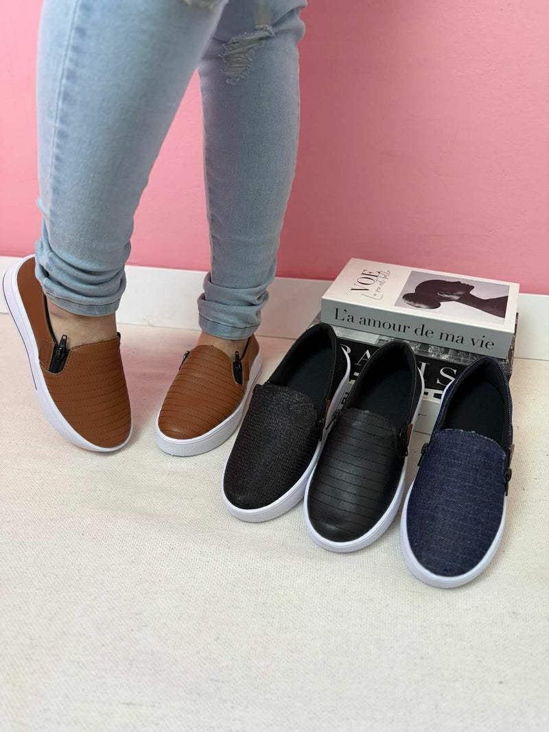 Tênis Slip on sola alta Caramelo