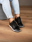 Tênis Inspiração Feminino Preto/Glitter Com Cadarço