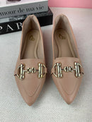 Mocassim Alongado Caramelo Com Fivela Dourada