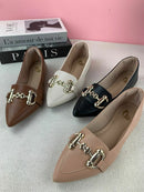 Mocassim AlongadoPreta Com Fivela Dourada