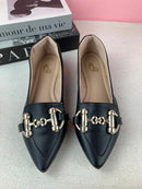 Mocassim Alongado Caramelo Com Fivela Dourada