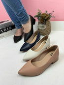 Scarpin Salto Bloco Off-White 3 CM