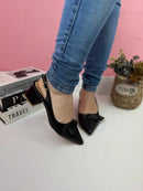 Scarpin Salto Bloco Chanel Com Laço Preto