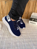 Tênis Com Cadarço Meia Azul/Branco