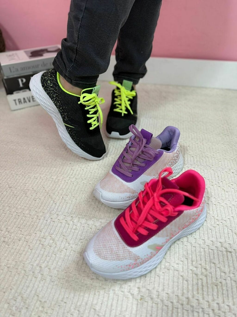 Tênis Esportivo Feminino Branco Com Lilás