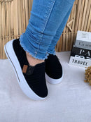 Tênis Slip on sola alta Preto Nobuck