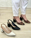 Scarpin Salto Bloco Chanel Animal Print Premium