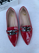 Mocassim Alongada Bege Com Corrente