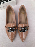 Mocassim Alongado Nude Com Corrente