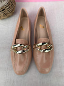 Mocassim Bico Quadrado Off-White Corrente