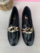 Mocassim Bico Quadrado Off-White Corrente