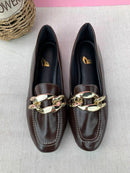 Mocassim Bico Quadrado Marrom Café Corrente -