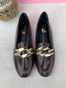 Mocassim Bico Quadrado Off-White Corrente