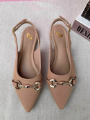 Sapatilha Slingback Bico Fino Nude Rose