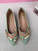 Sapatilha Bico Fino Verde Tiras Cruzadas