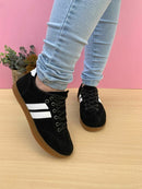 Tênis Casual V Branco Com Detalhes Cinza/Prata