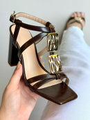 Sandália Salto Bloco Marrom Café Amália