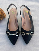 Sapatilha Slingback Bico Fino Preta