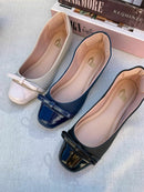 Sapatilha Bico Quadrado Off White Com Laço