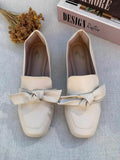 Mocassim Bico Quadrado Off White Com Laço